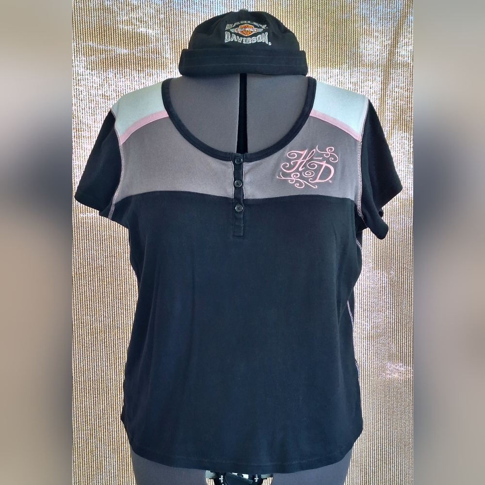 Harley Davidson 1/4 button Knit Shirt